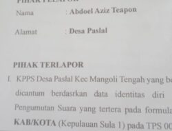 KPPS 001 Desa Paslal Mangoli Tengah Diduga Gelembungkan Suara Caleg